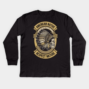 AMERICAN NATIVE - Together we are Strong & Brave Kids Long Sleeve T-Shirt